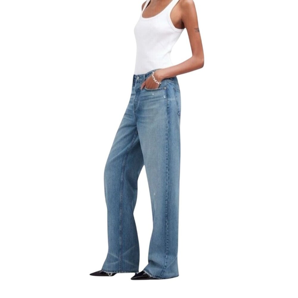 Madewell Low Slung Baggy Jeans Button Fly 5 Pockets Hamburg Wash Tall Size 29T - Picture 6 of 14